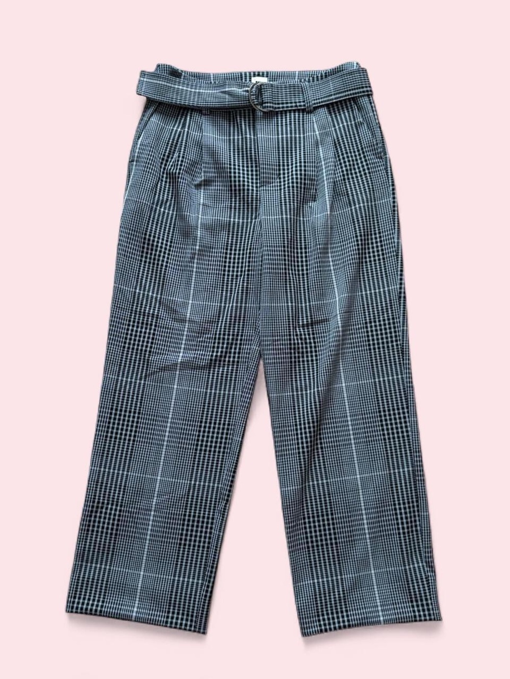 a new day Black, Light Purple, and Gray Houndstooth High-waisted Trousers